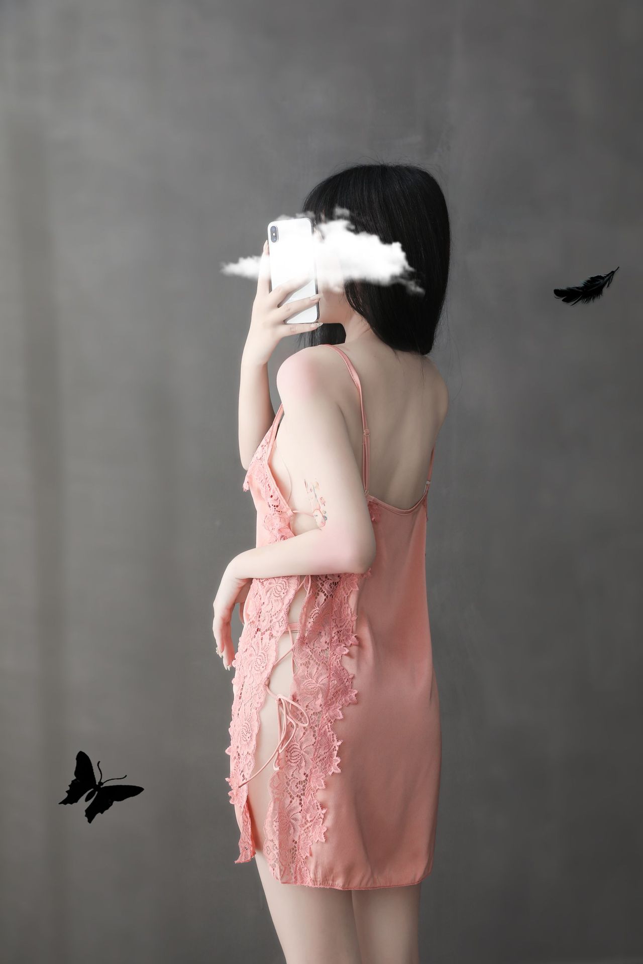 爱如如品牌性感情趣内衣诱惑高端蕾丝露背绑带侧开叉套装家居睡裙