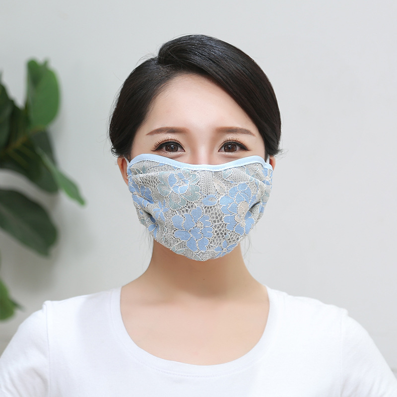 2020秋冬季女士蕾丝加厚加绒可水洗玻尿酸保暖口罩加大护眼角面罩