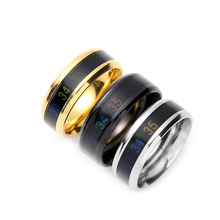 韩版时尚钛钢变色感温戒指 创意个性温度指环霸气戒指