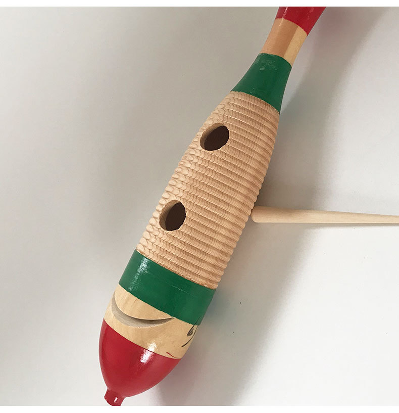 幼儿园早教鱼蛙 奥尔夫乐器刮胡木鱼 宝宝木制直蛙筒鸣蛙筒