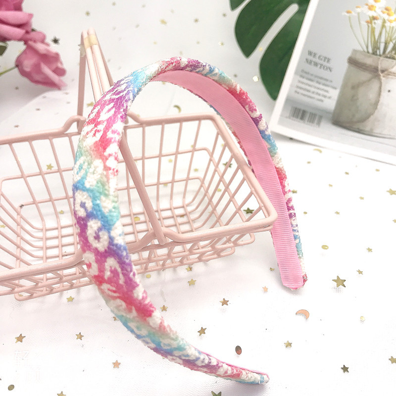 New Colorful Onion Pink Headband Handmade Rainbow Headband for Girls Special Hair Band 2cm Yiwu Wholesale