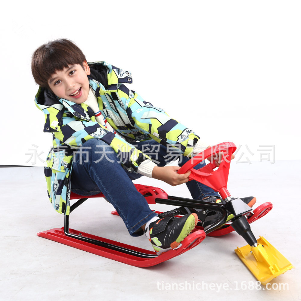 儿童滑雪车雪橇滑雪板滑冰雪地履带车无动力滑雪板成人雪地摩托车