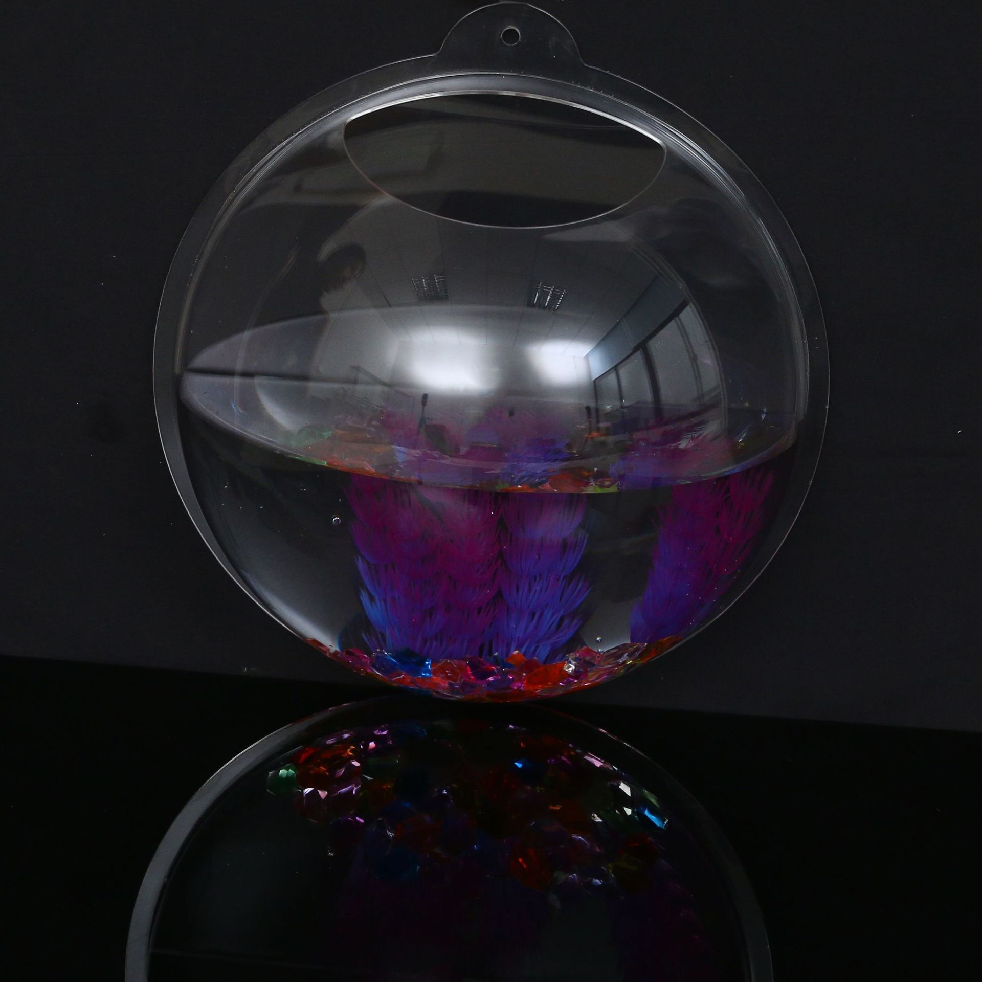 亚克力挂壁小鱼缸 透明半球形式鱼缸 壁挂鱼缸 亚克力挂墙养花盆