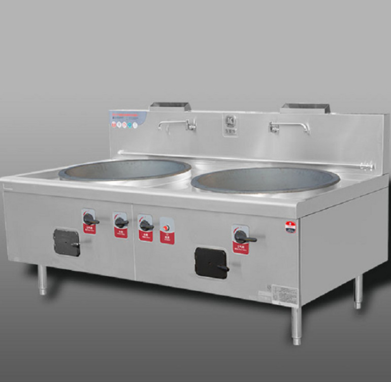 双头大锅灶幼儿园食堂大炒炉商用双眼燃气大炒灶