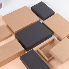 现货牛皮纸包装纸盒可定制 天地盖黑卡纸包装盒服装礼品纸盒印刷