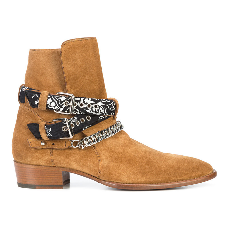 欧洲站男鞋切尔西靴男鹿皮真皮尖头chelsea boot英伦牛仔马丁靴潮