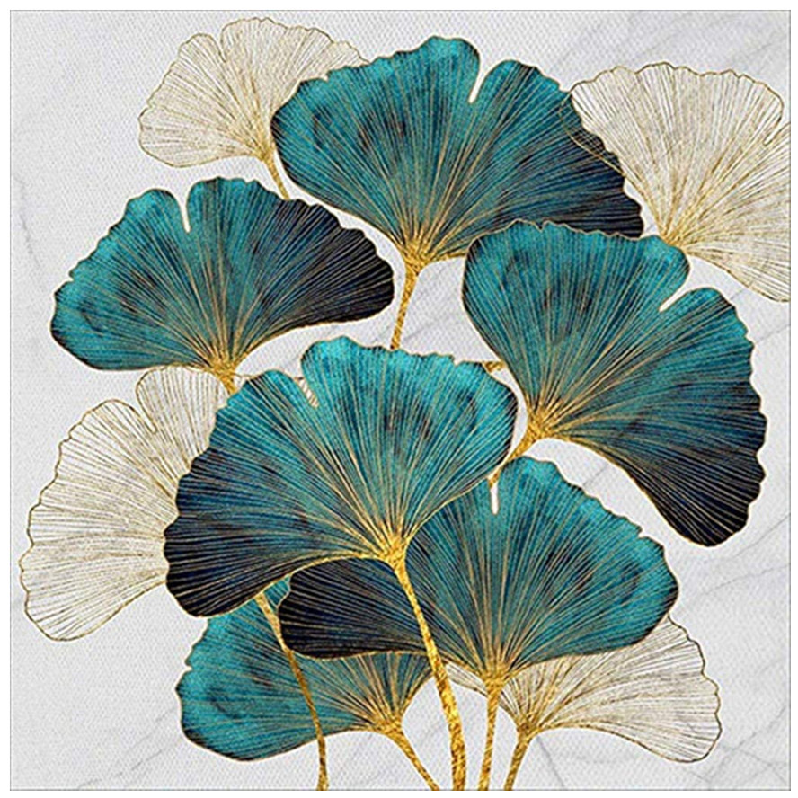 5d钻石画满钻圆素描银杏叶钻石绣diy装饰画速卖通亚马逊wish专供