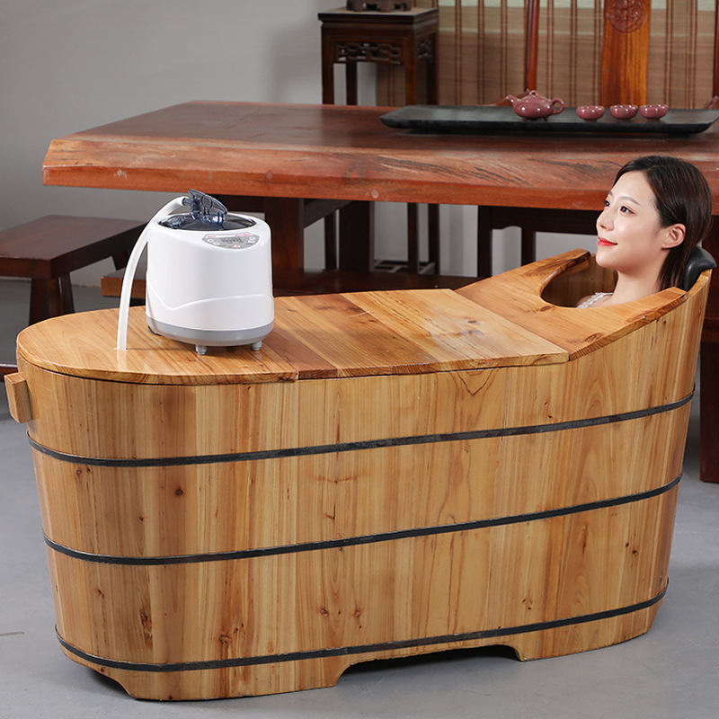 美容院木桶浴桶熏蒸泡澡大人家用洗澡盆全身汗蒸两用沐浴桶泡澡桶
