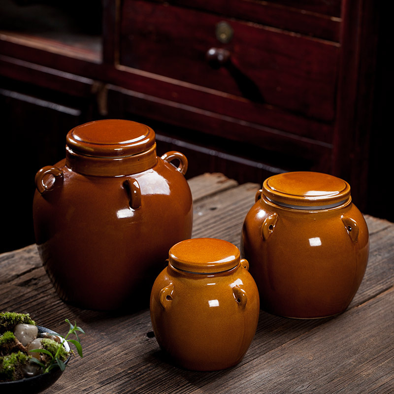 厂家批发复古大号密封陶瓷蜂蜜罐子酱菜罐子干货罐子杂粮储物罐