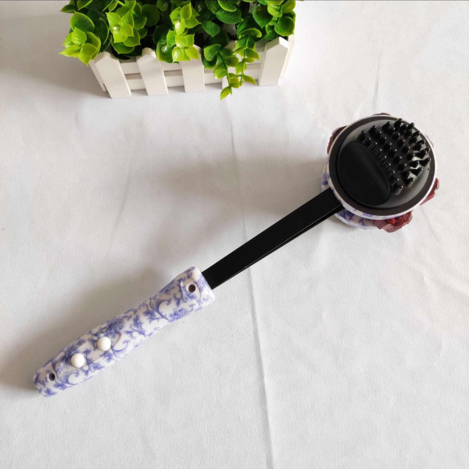 青花瓷健身锤按摩棒木制滚轮按摩轮梳针磁珠按摩全身保健