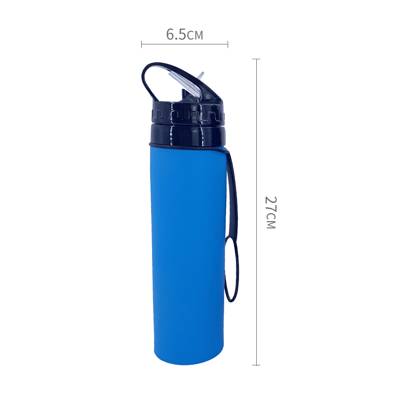 Spot Customizable Color Cross-Border Silicone Sports Kettle Foldable 600ml Large Capacity Outdoor Gift Cup