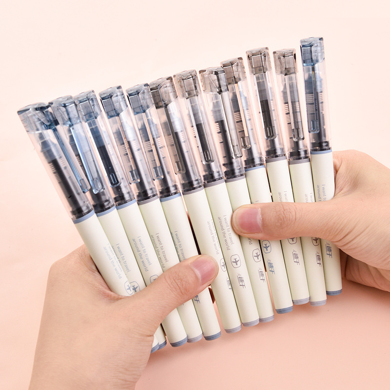 得力文具s850飞行系列速干直液式走珠笔0.5全针管黑色学生办公用