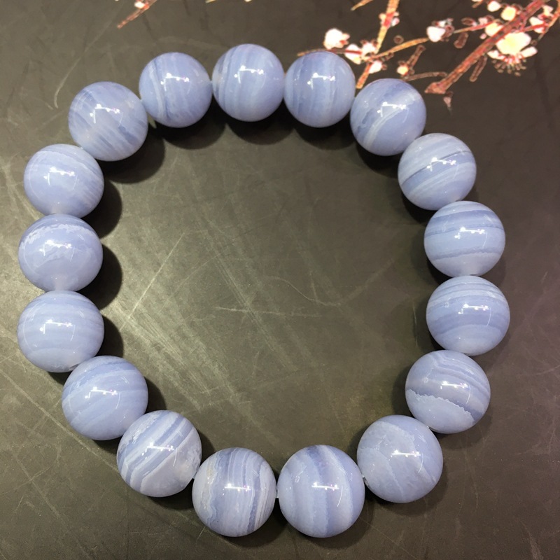 厂家批发蓝玉髓紫玛瑙蓝纹玛瑙手链男女款大量批发圆珠手链
