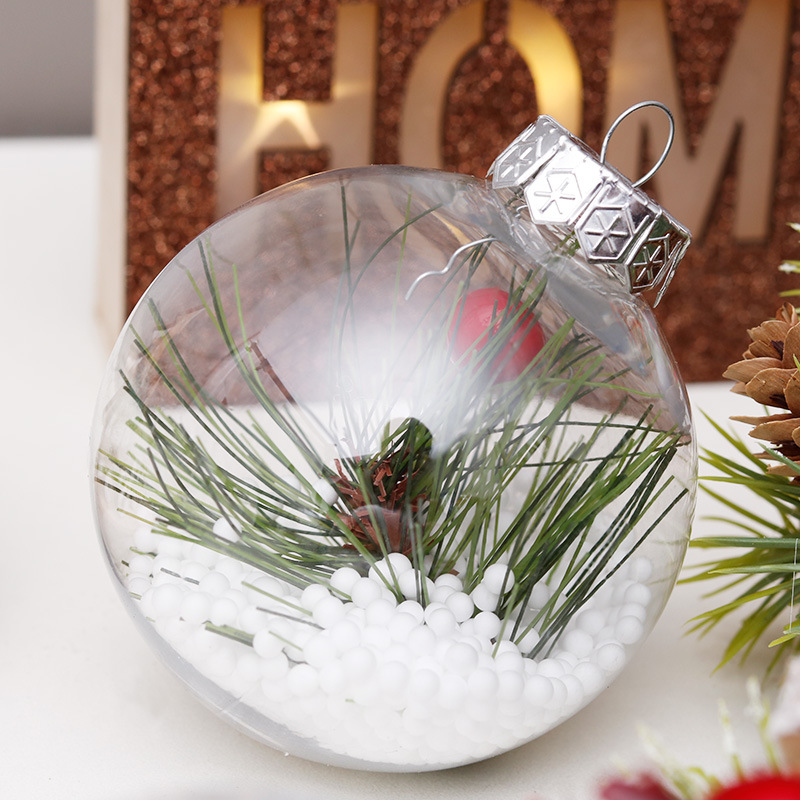 Cross-Border Hot Christmas Decorations 6 Cm8cm/16Pcs Transparent Ball Christmas Ball Set Christmas Tree Pendant