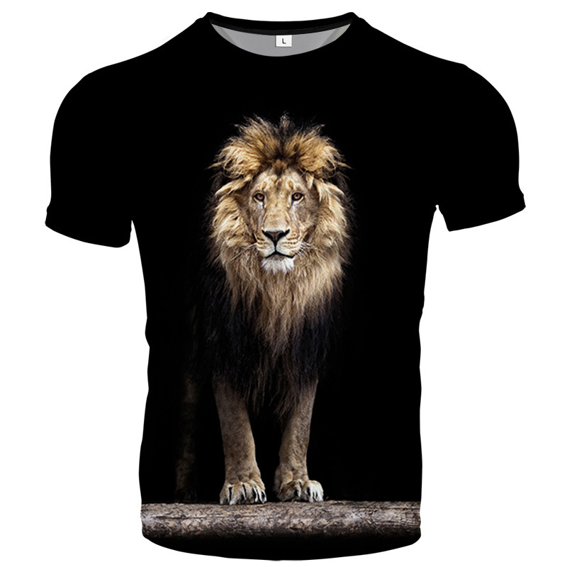 2020外贸新款男装休闲3d狮子系列印花短袖t恤时尚厂家批发潮流