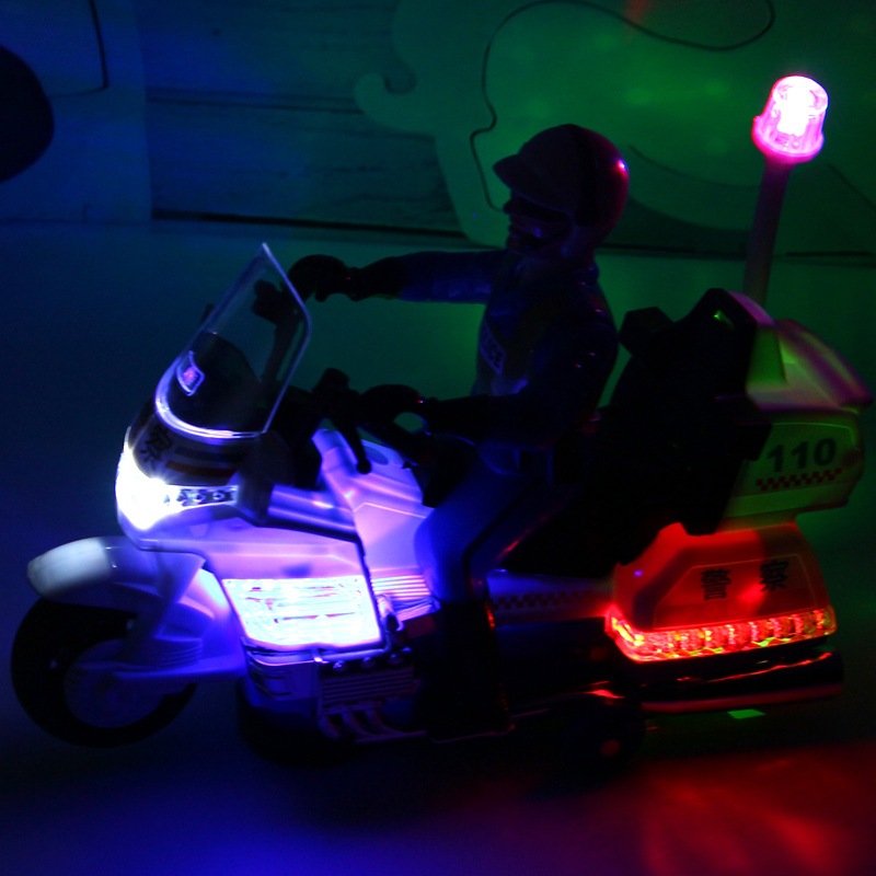 2388 Electric Universal Light Music Patrol Police Motorcycle Yi Children Educational Toys Goods Wholesale Stall Supply