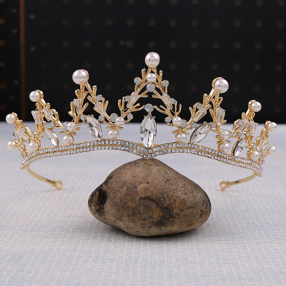 h1251金色公主王冠甜美新娘头饰 韩式婚纱配饰超仙婚礼结婚皇冠