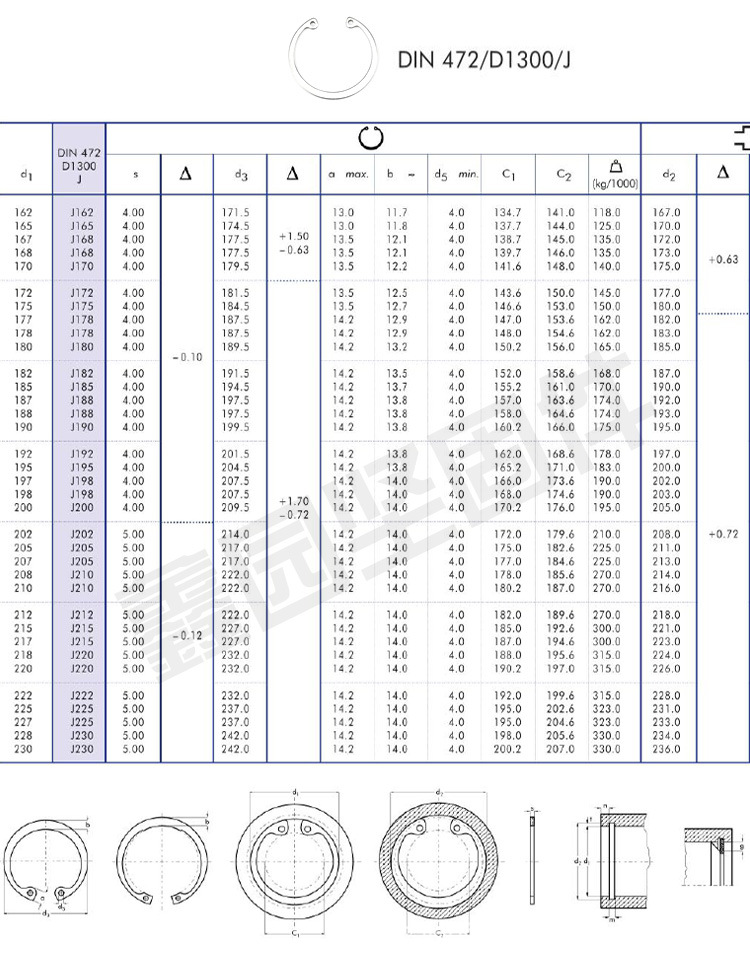 din472b型孔用卡簧德标孔卡孔用挡圈孔用卡环内卡加厚c型开口轴用