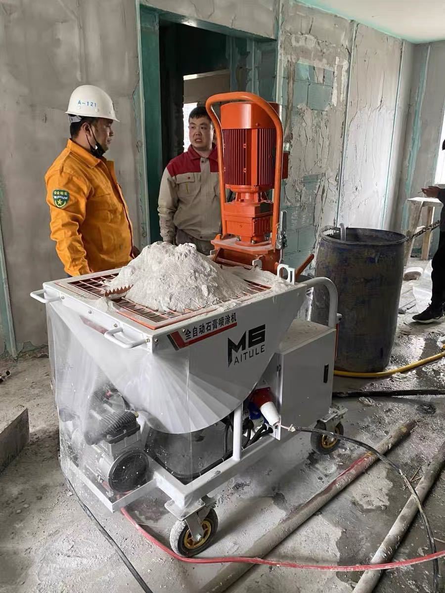 室外墙砂浆喷涂机轻重质抹灰自动搅拌喷涂机 自动加水石膏喷涂机