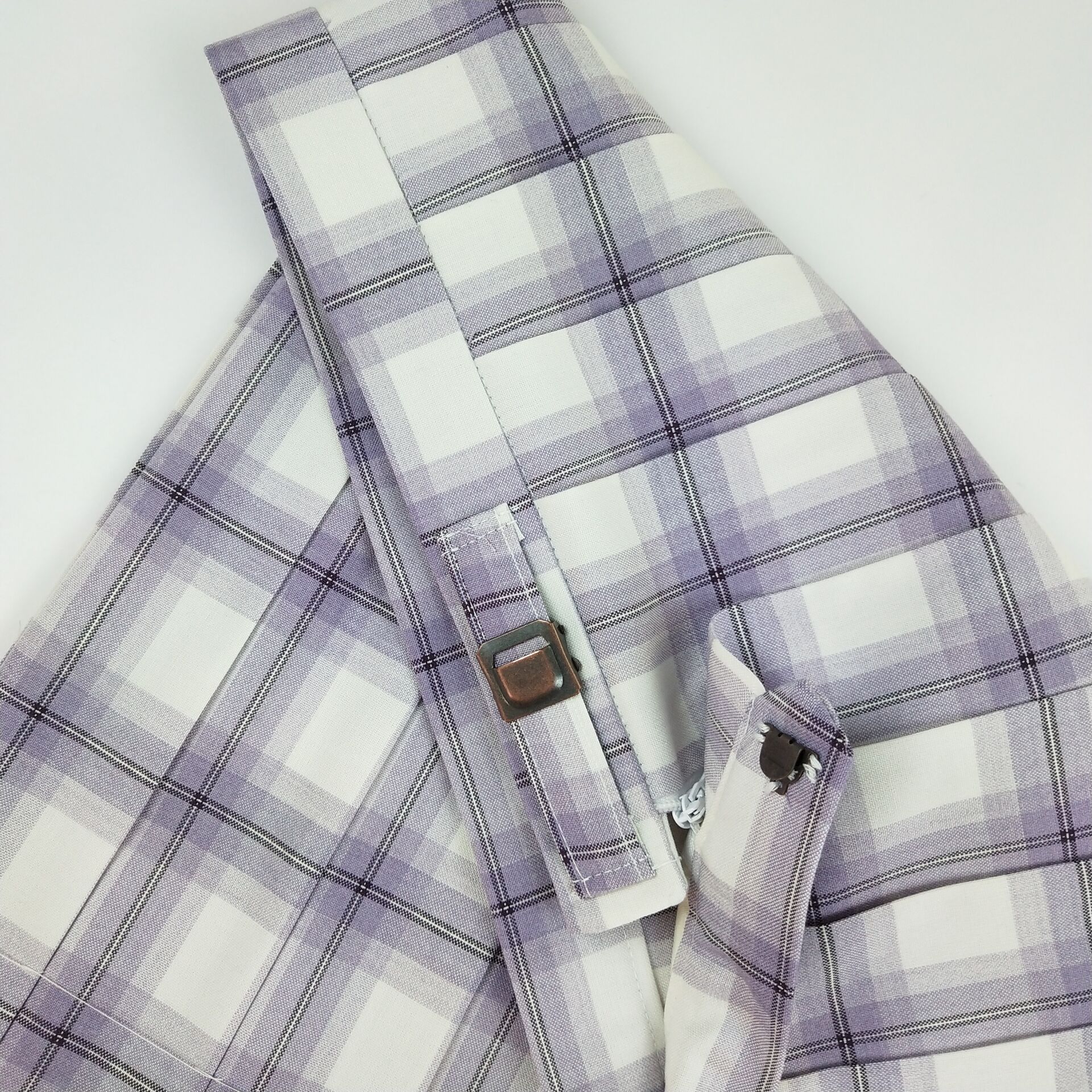 【紫间白格】成品布系列日系jk制服裙百褶裙有暗袋定位线铜扣43cm