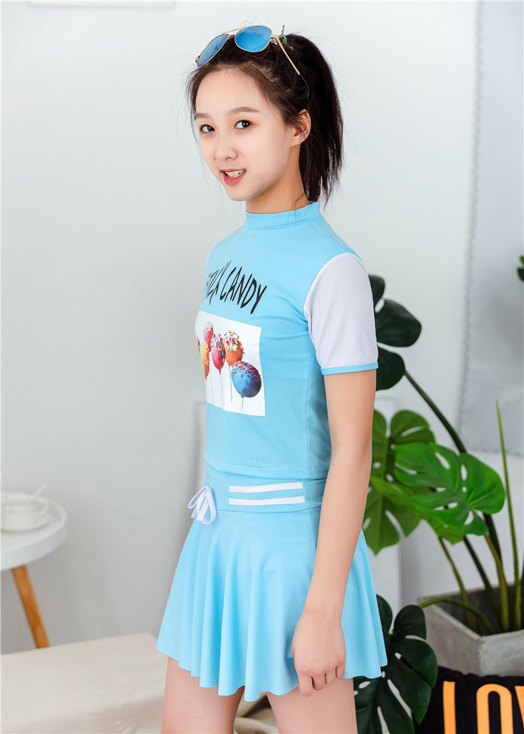 带胸杯少女款泳装大童游泳衣女孩12-15岁学生少女连体儿童泳衣女