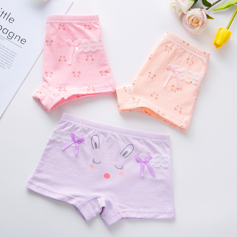 新款精梳棉女童内裤平角中小童底裤学生女孩四角裤头宝宝内裤可爱
