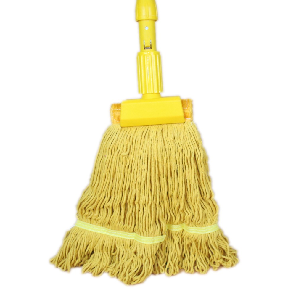 铁杆不锈钢杆黄色老虎夹子黄色棉线拖把头整把拖把 不掉毛细纱