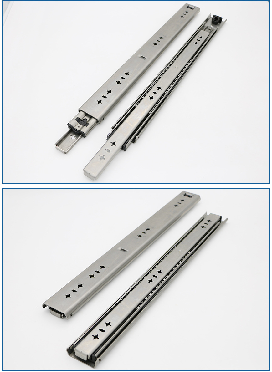 hvpal304不锈钢三节重型滑轨工业大抽屉伸缩导轨53宽伸缩防锈轨道