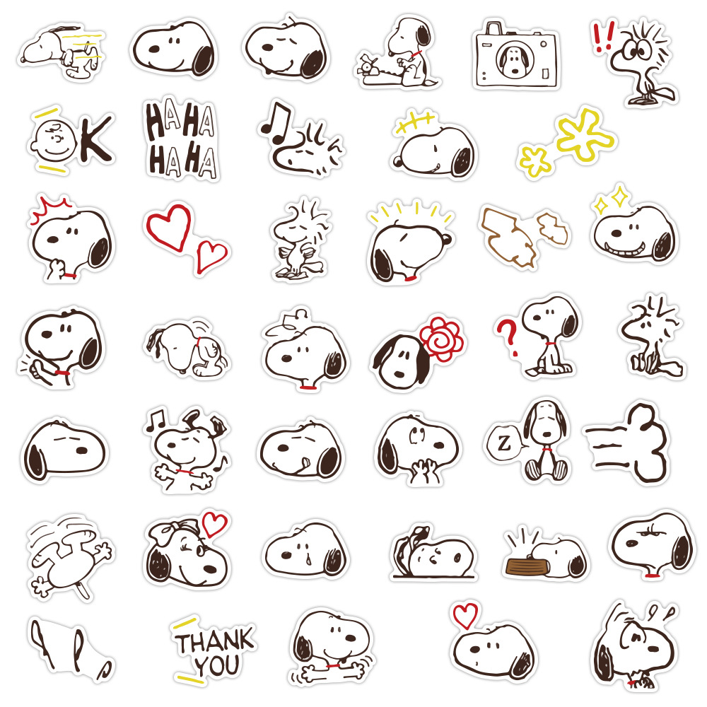 40张史努比贴纸 可爱卡通小狗头像手账素材 行李箱笔记本手帐贴纸