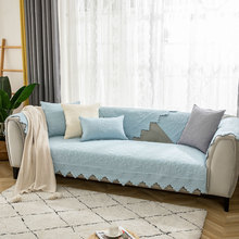 北欧简约纯色沙发垫四季纯棉布艺防滑坐垫冬季通用现代沙发套罩巾