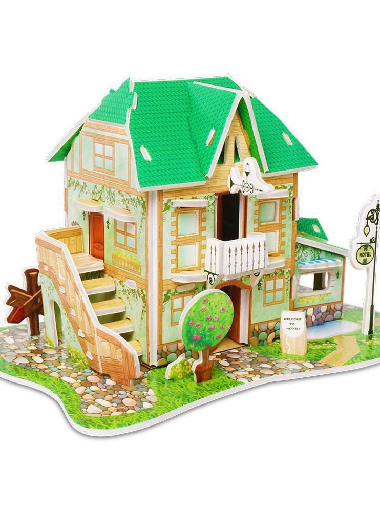 玩具女童拼图纸质拼装男孩女孩简单小学生大童3d立体小屋十岁组装