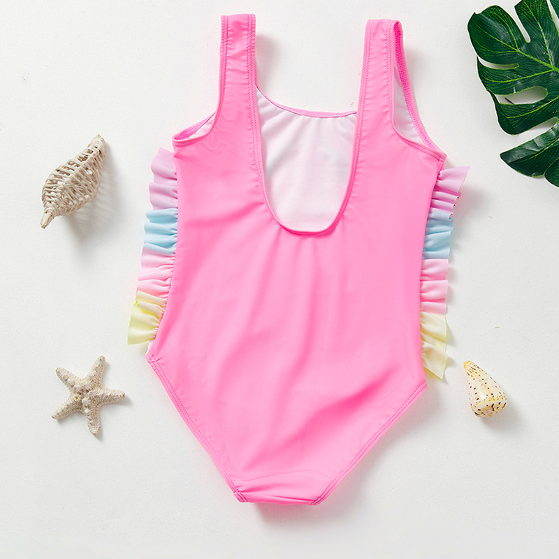 New Children's Swimsuit Girls' Cartoon Unicorn One-Piece Swimsuit Ruffled Girls Swimwear