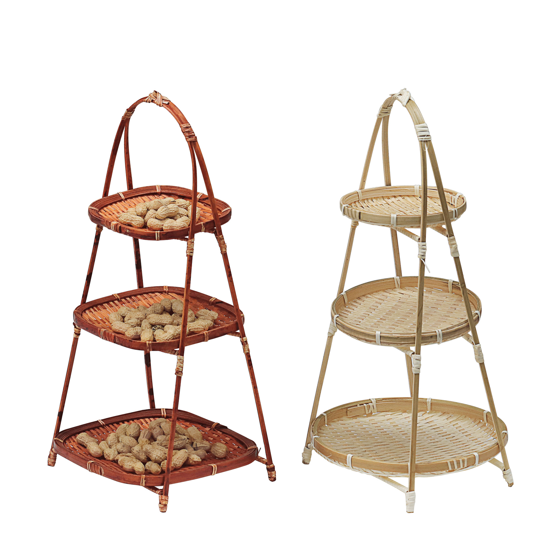 竹条编织多层竹编收纳纯手工编工竹艺品竹架子竹簸箕果篮