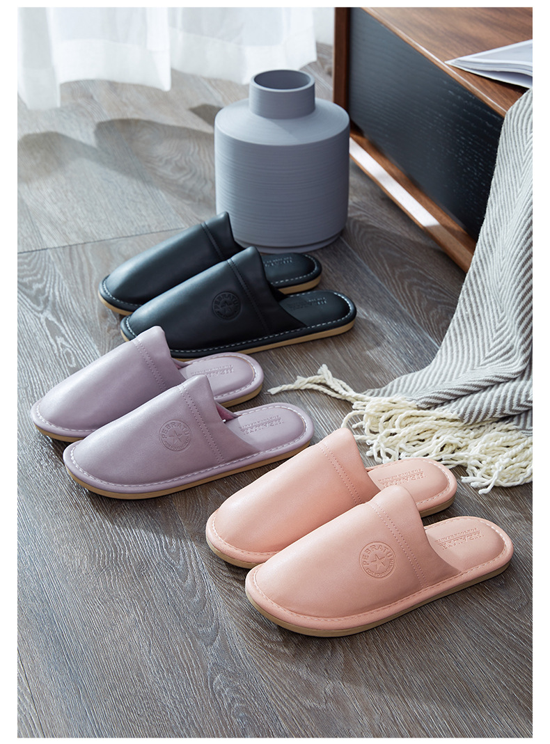 家居软底情侣时尚拖鞋家用秋冬季男地板女批发皮软底拖拖防滑简约