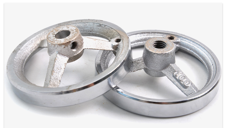 铁手轮铁镀铬手摇轮精密浇铸非标孔加工键槽侧丝顶丝螺纹孔盲孔