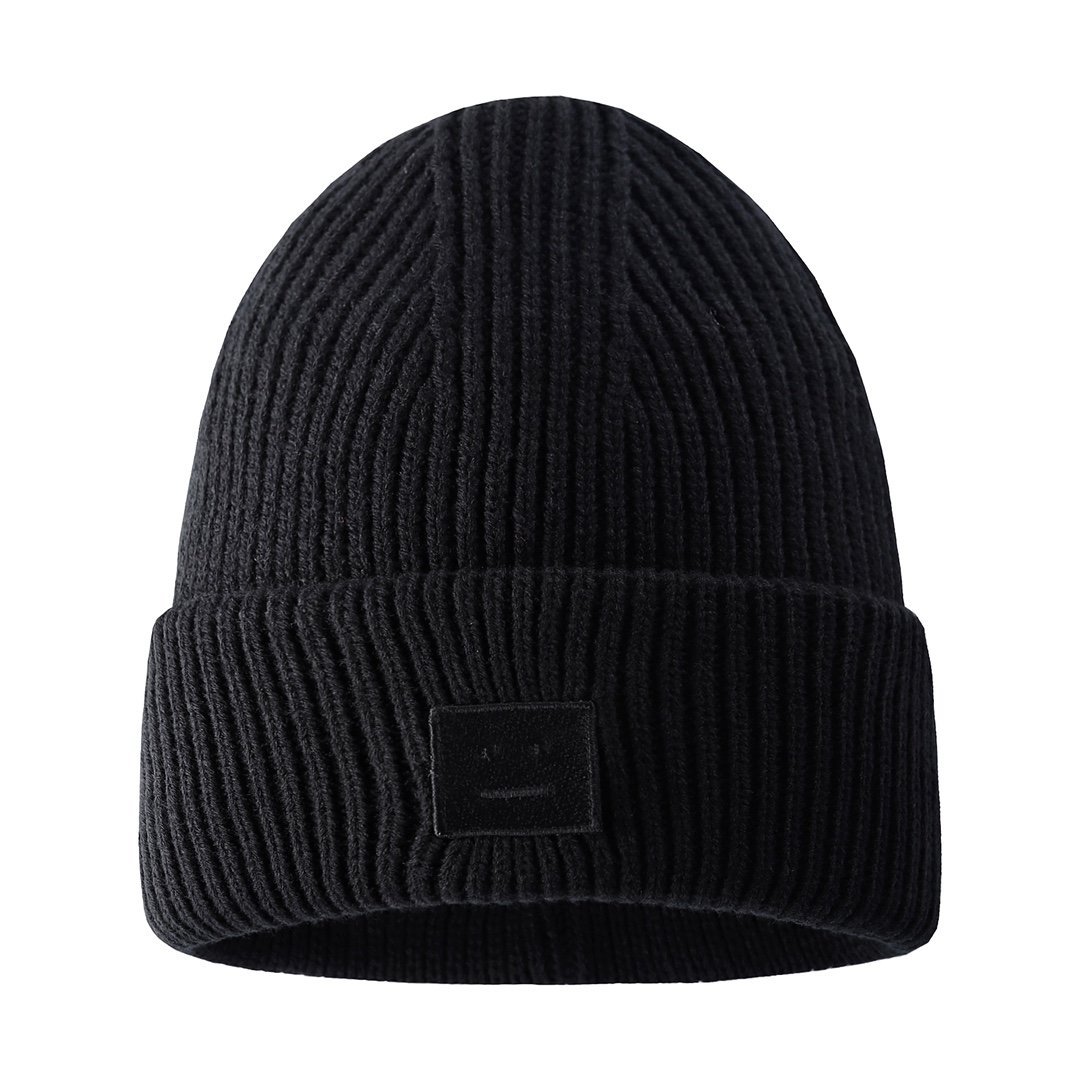 acne方块笑脸男女同款针织毛线帽多色情侣毛线帽子冷帽 保暖帽子