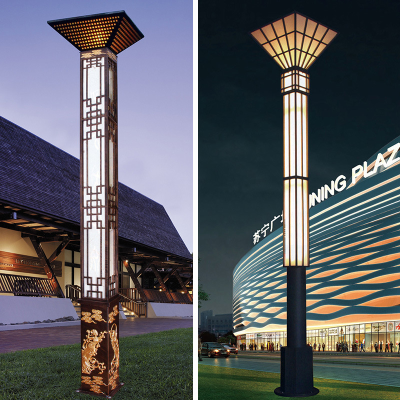 led太阳能方形景观灯柱3米户外防水绿化中式仿古花园景观庭院路灯