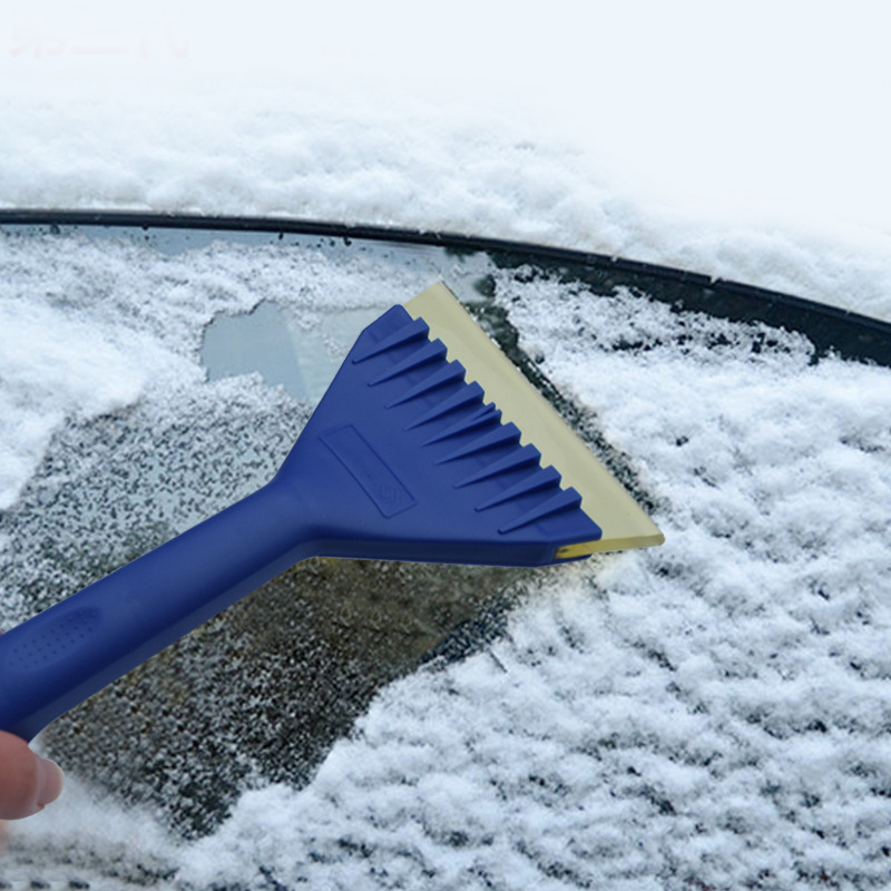 Upgraded Car Blue Long Handle Beef Tendon Scraping Ice and Snow Defrost Thick Soft Beef Tendon Winter Snow Shovel Scraper 33*13