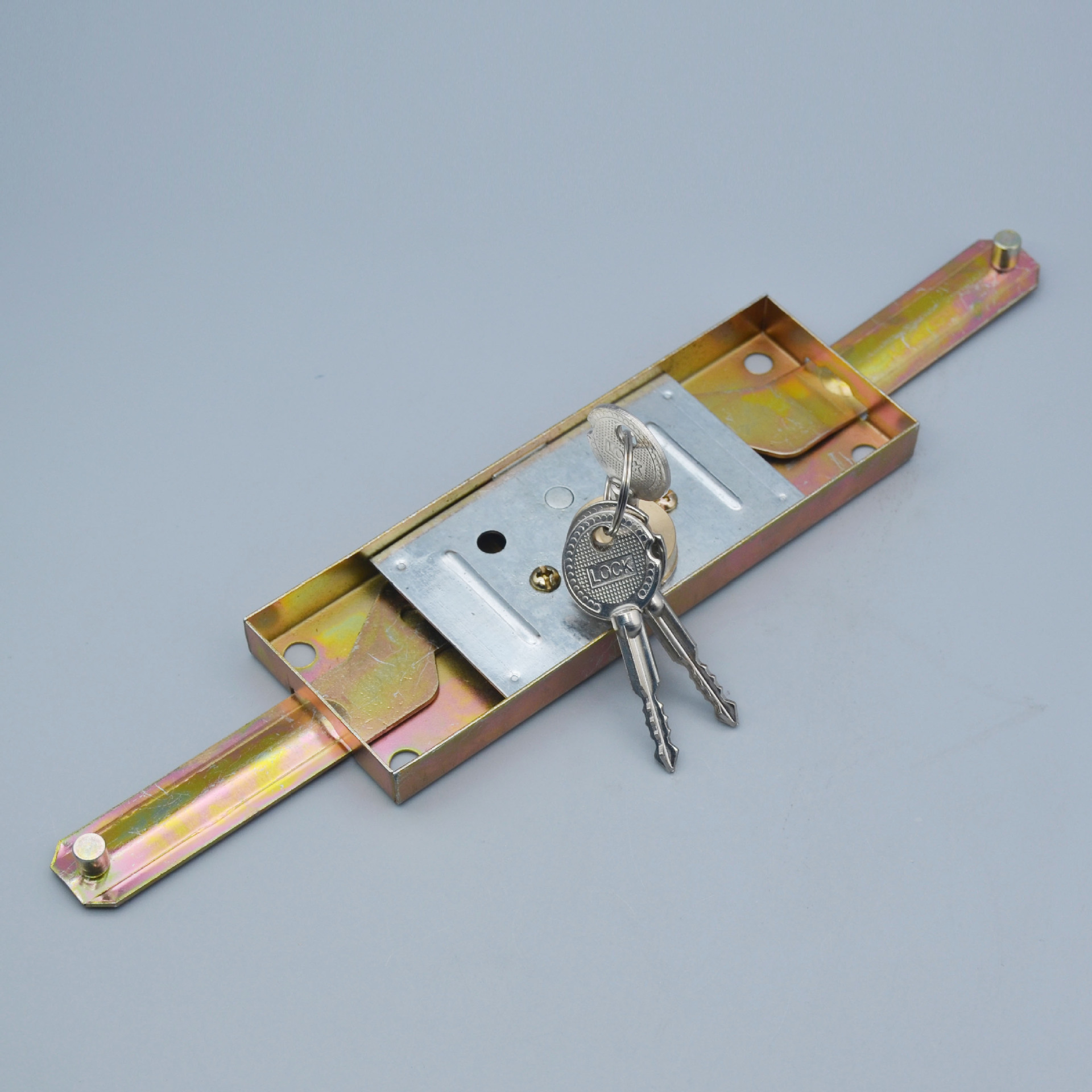 防盗中开卷门锁薄型十字一字月牙叶片拉闸锁厂房车库商铺卷闸门锁