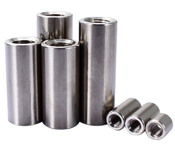 304不锈钢圆形长螺母圆柱螺帽加长加厚圆型丝杆螺母连接母m3m4m16