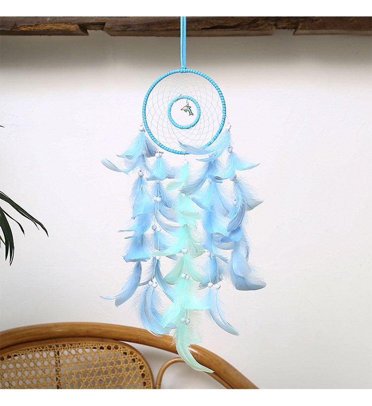 海洋传说捕梦网扑铺捕能梦网成品风梦风铃少女心房间diy空中挂饰