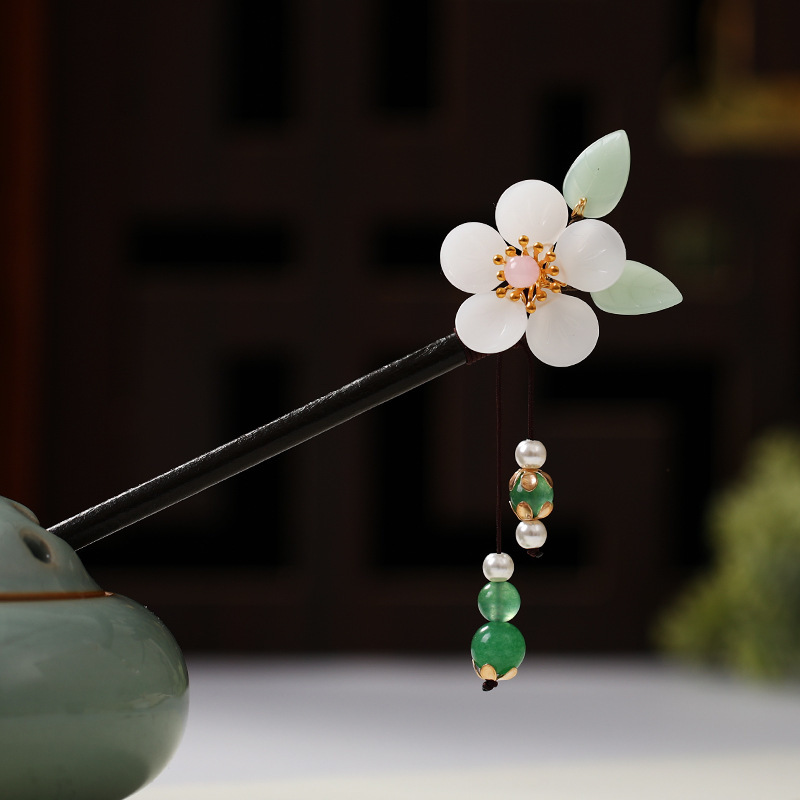 新款古装头饰复古手工古风发簪女汉服配饰珍珠簪子花卉中国风发饰