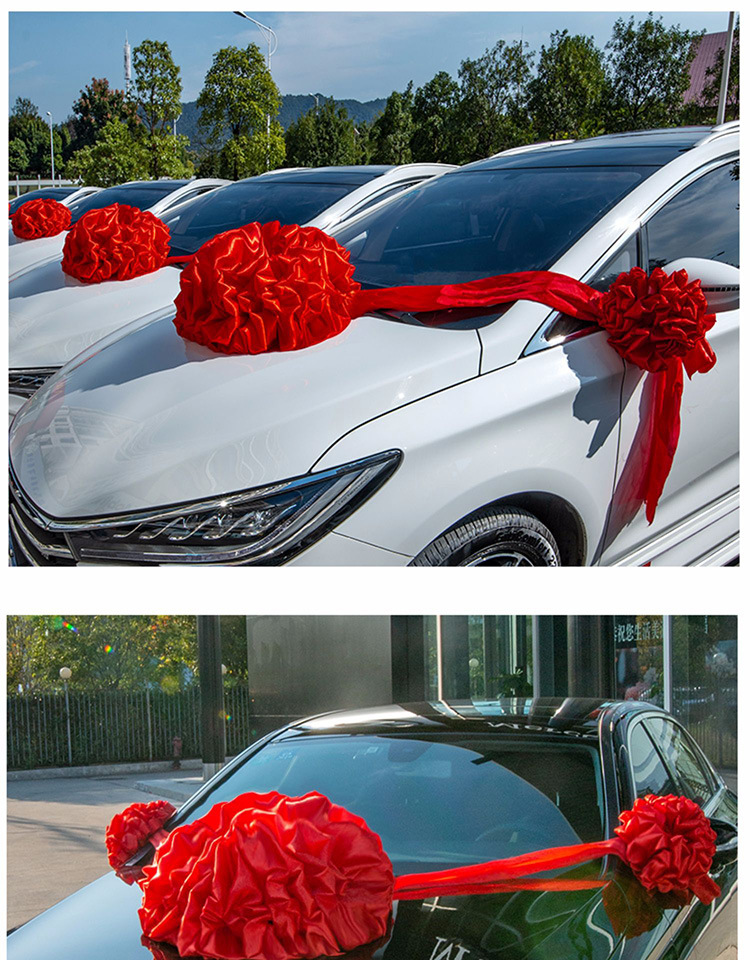 大红花球汽车新车交车大红花颁奖红绸布结婚绣球剪彩花球开业庆典