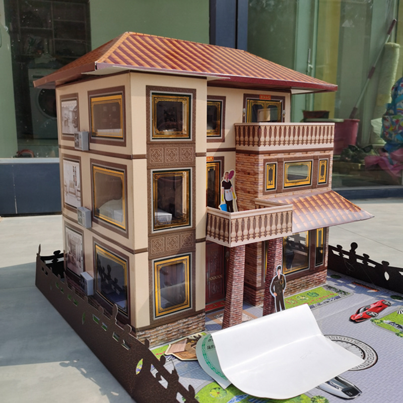 祭祀用品立体纸艺别墅成品发货纸扎房子