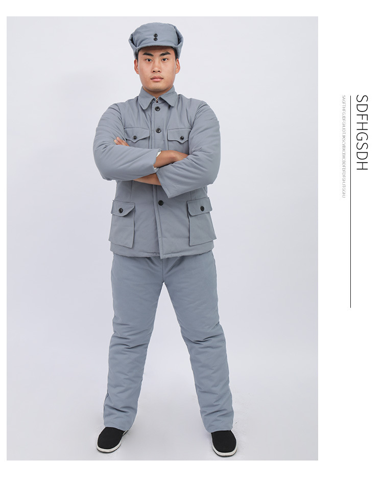 新款加厚棉军装大衣影视服装棉服套装红军成人八路军演出服表演服