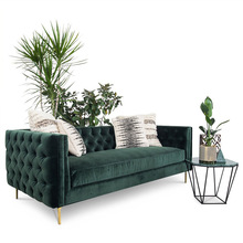 美式后现代沙发北欧极简设计师布艺轻奢华墨绿色简约三人丝绒沙发