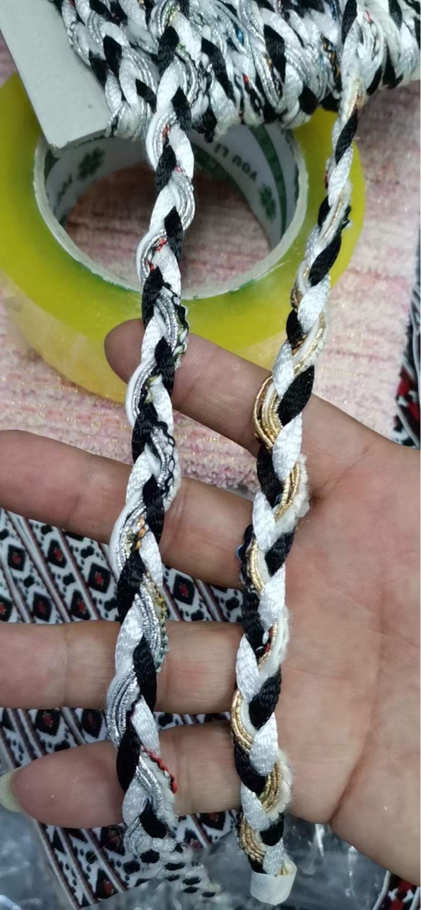 4mm粗绳黑白圆绳编织特种绳间色花边绳时装包边绳休闲裤绳毛裤绳