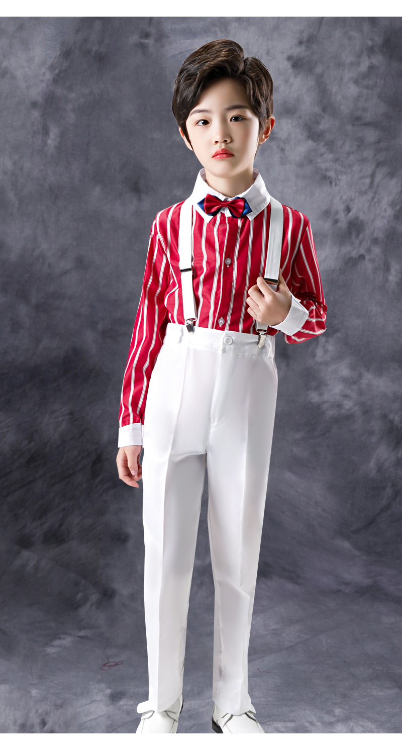 儿童合唱演出服男童主持礼服幼儿舞台演出钢琴演奏服装背带裤套装