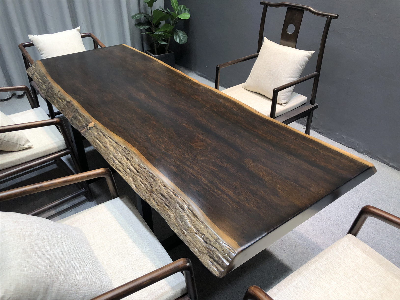 黑金檀大板实木大板茶桌原木餐桌茶台红木办公桌书桌大班台会议桌