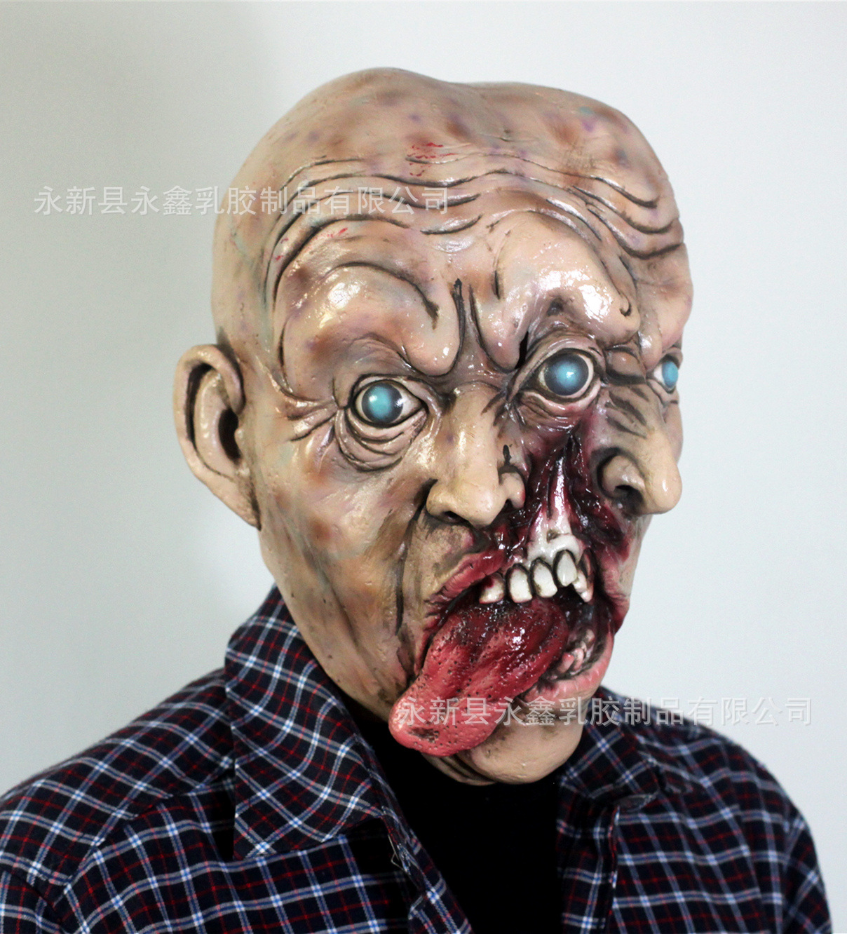 万圣节双面丧尸面具乳胶生化怪人恐怖头套舞台装扮道具跨境热销